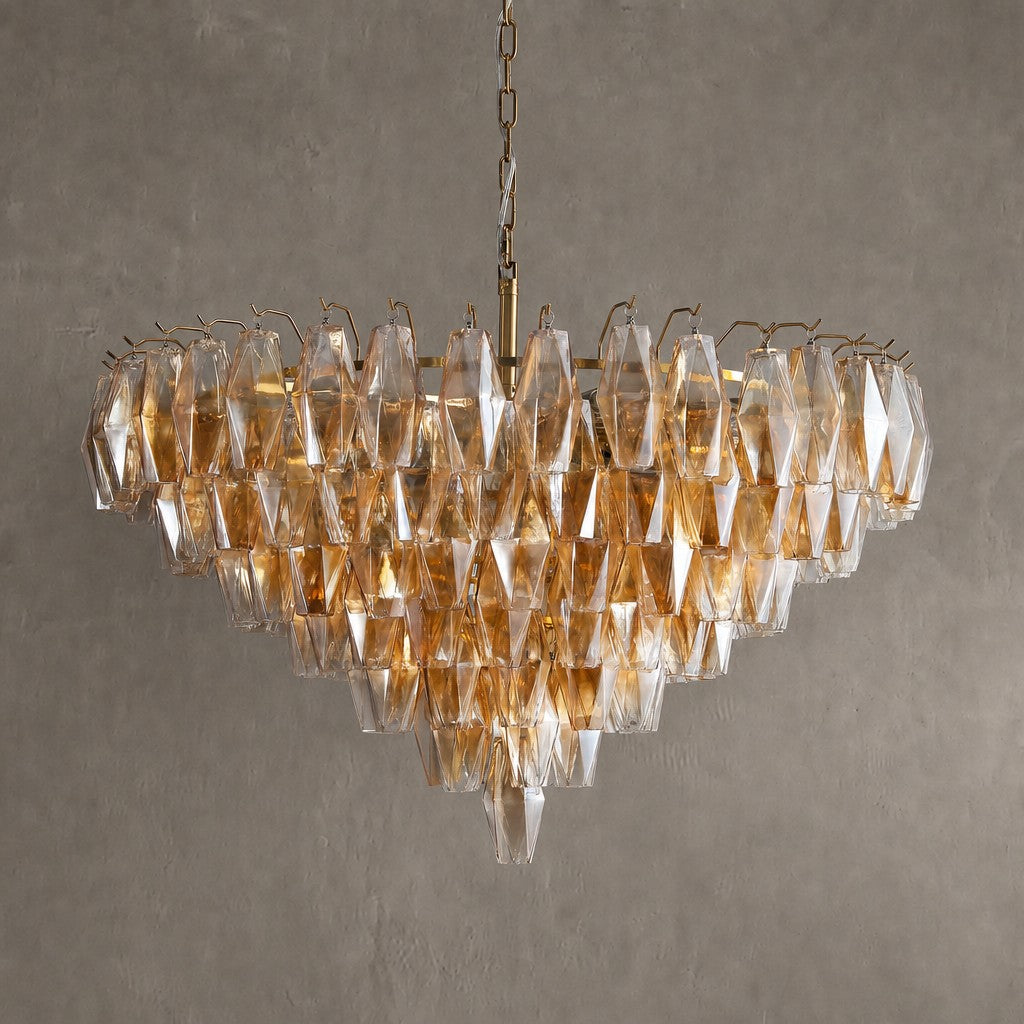 Cyra Glass Tiered Round Chandelier