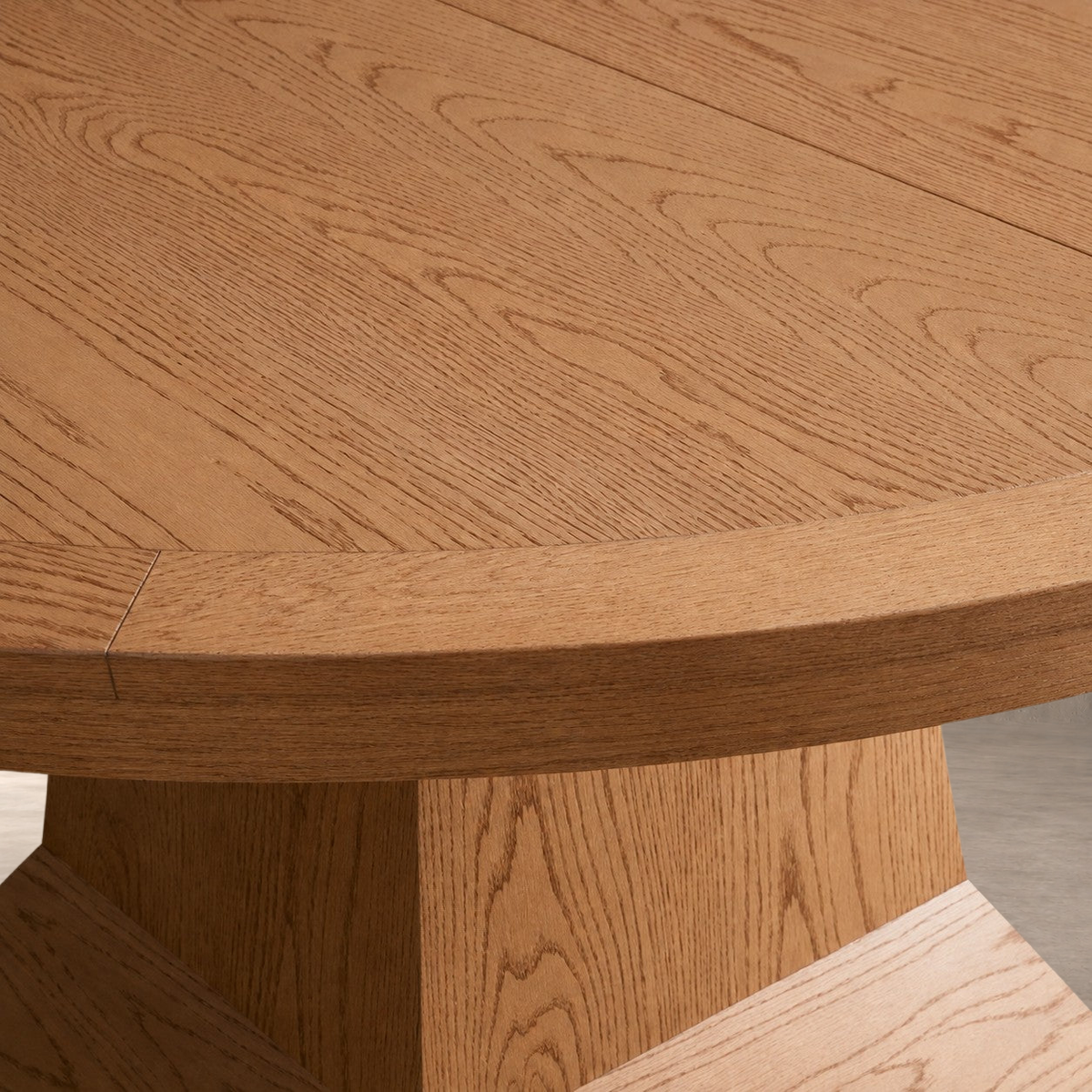 Expandable Round Oak Dining Table with Leaves