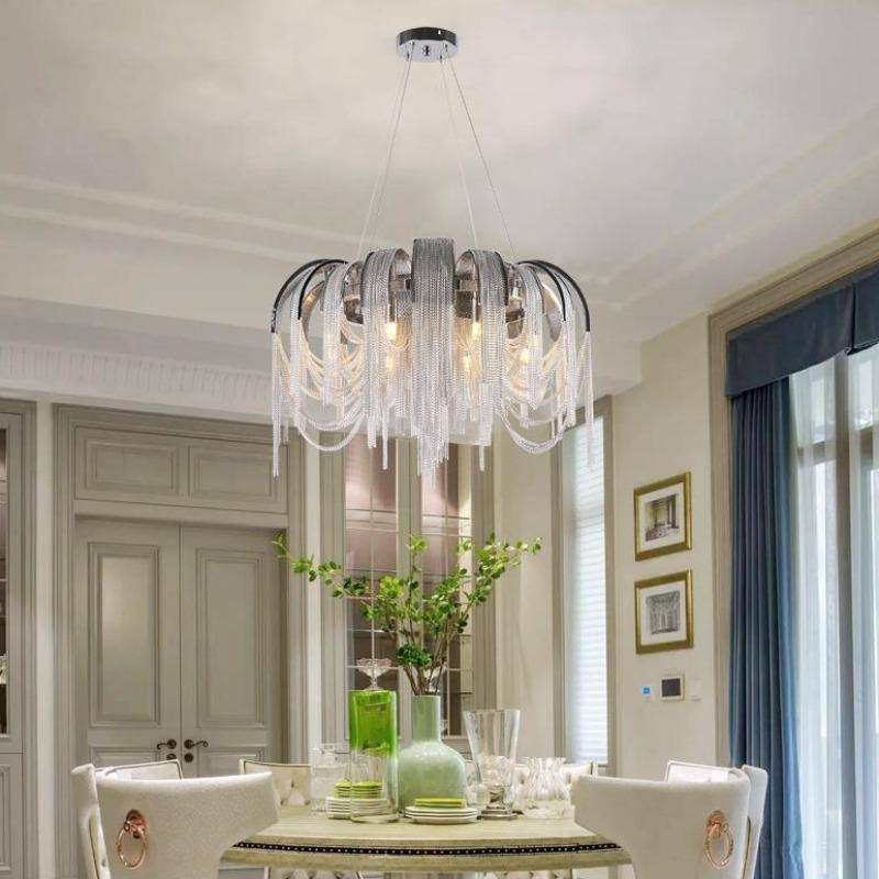 Cadena Aluminum Chain Tassel Chandelier