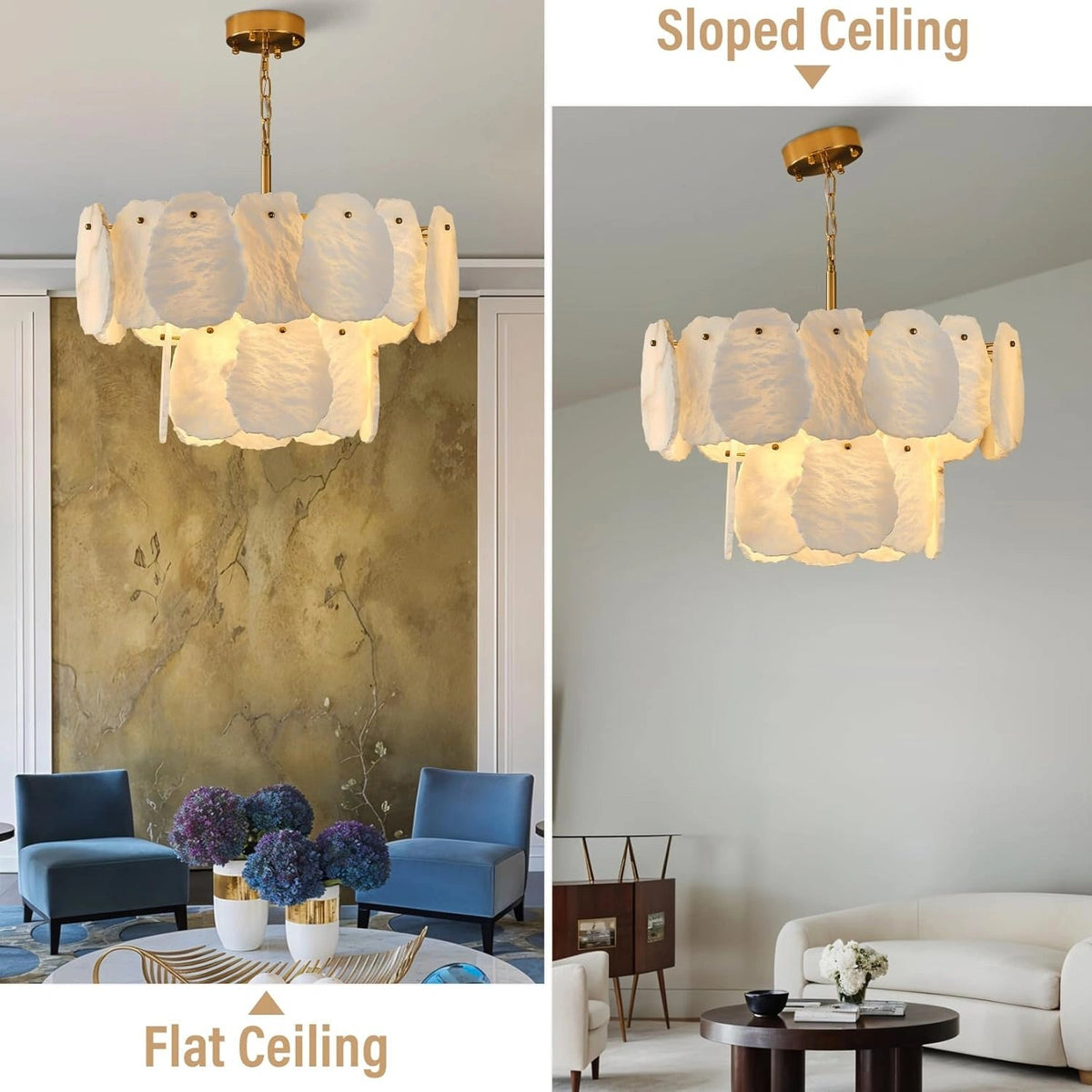 Layered Alabaster Round Chandelier