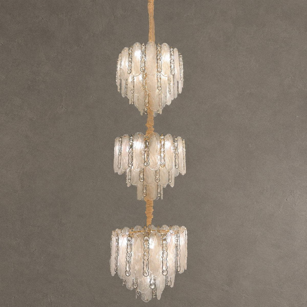 Modern Feather Crystal Chandelier Set in Chrome/Gold Finish for High/Low-ceiling