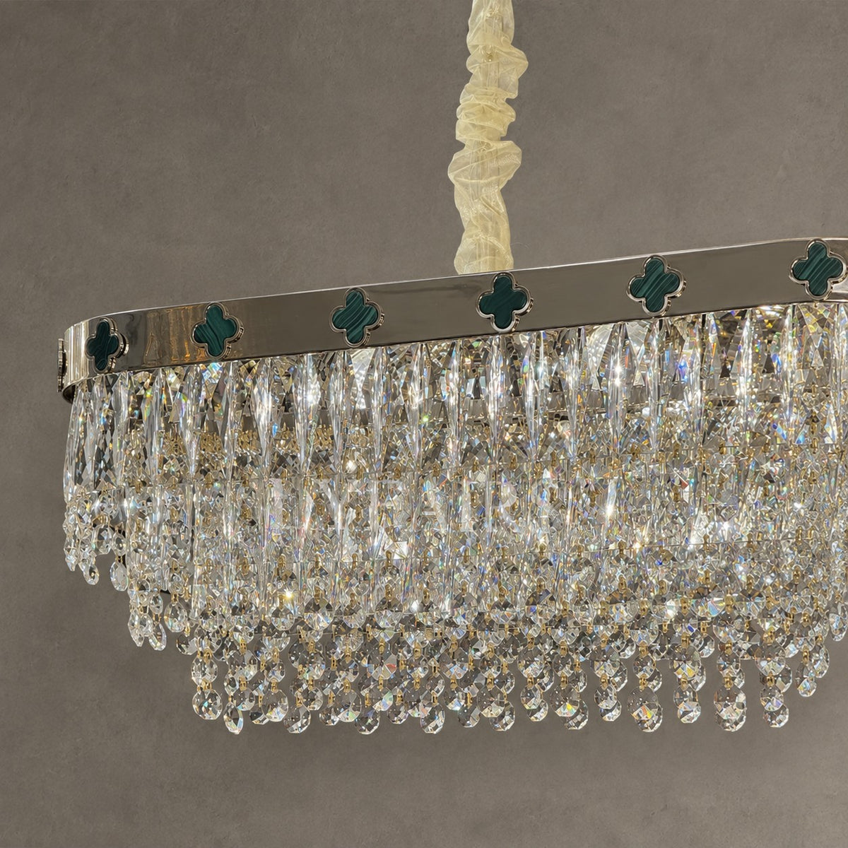 Elegant Clover Malachite Crystal Chandelier Series