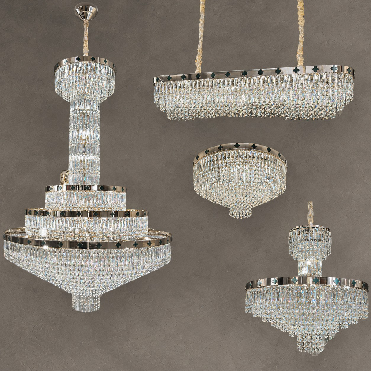 Elegant Clover Malachite Crystal Chandelier Series