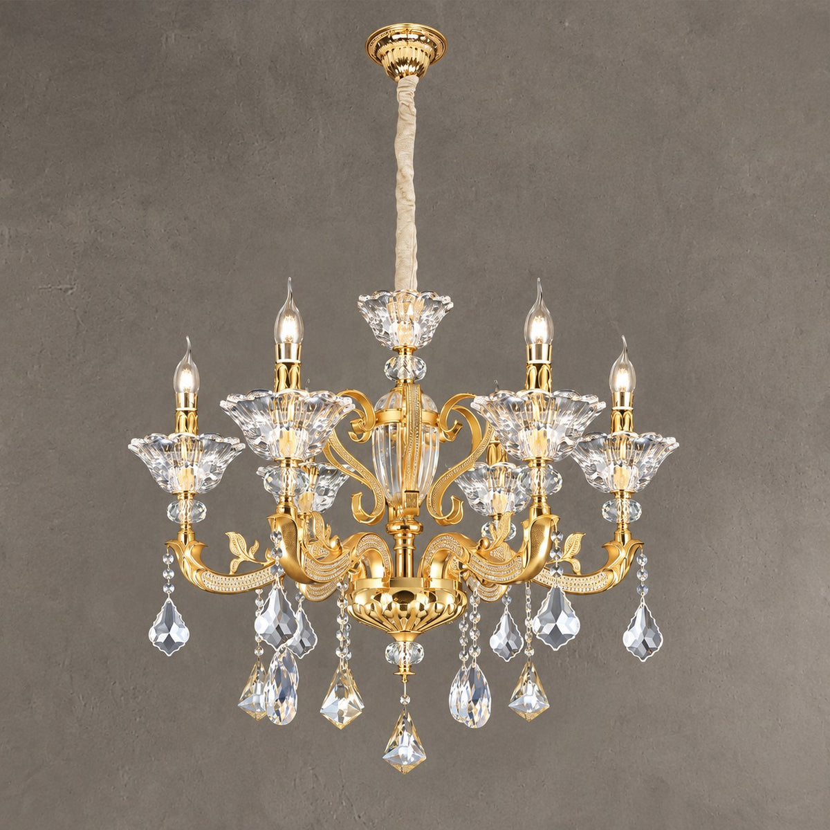 Eternal Baroque Revival Chandelier Series with Diamond-Inspired Crystal-Studded Light Arms