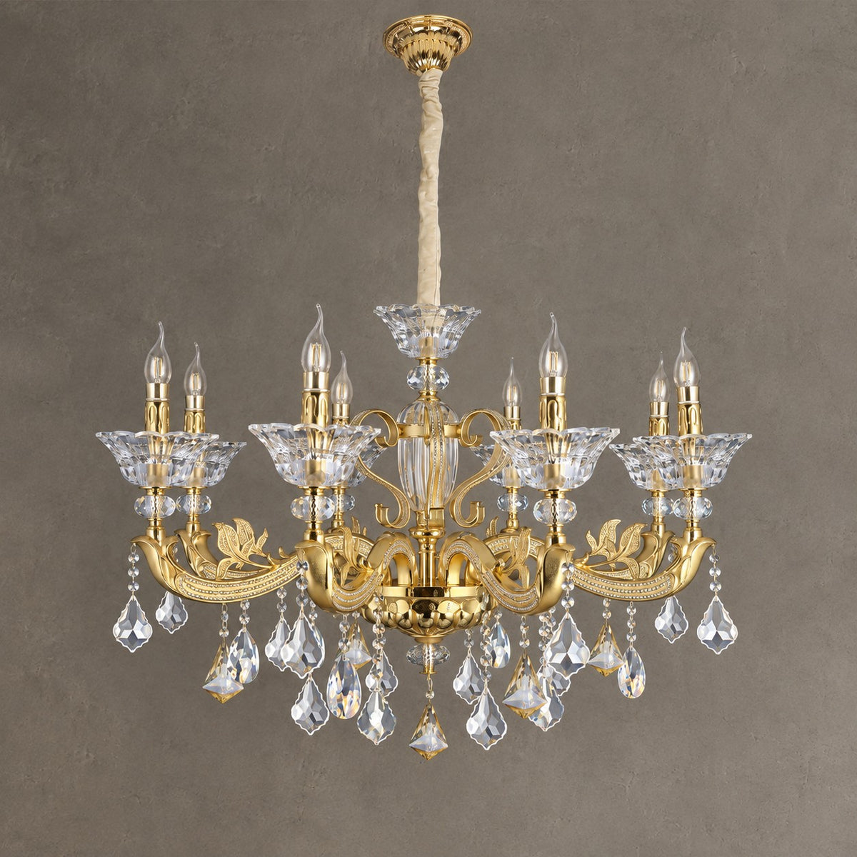 Eternal Baroque Revival Chandelier Series with Diamond-Inspired Crystal-Studded Light Arms