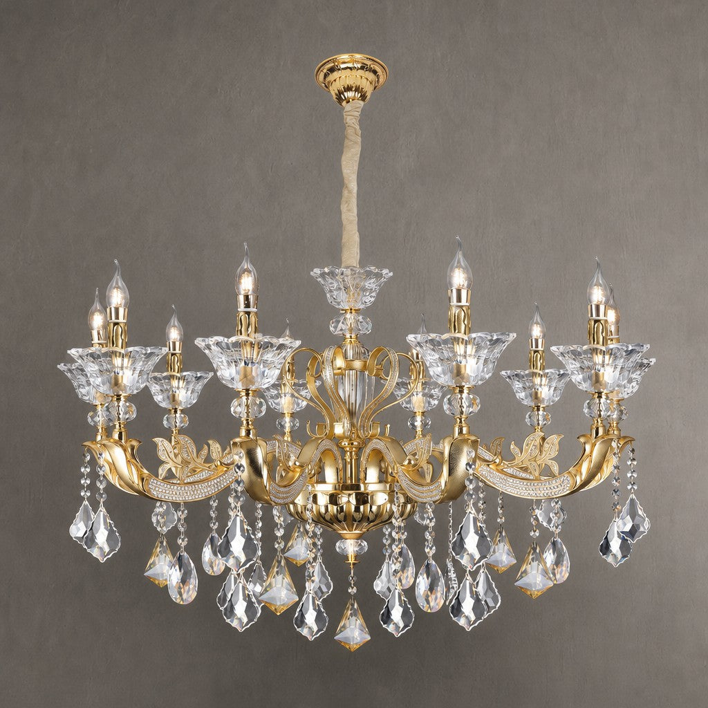 Eternal Baroque Revival Chandelier Series with Diamond-Inspired Crystal-Studded Light Arms
