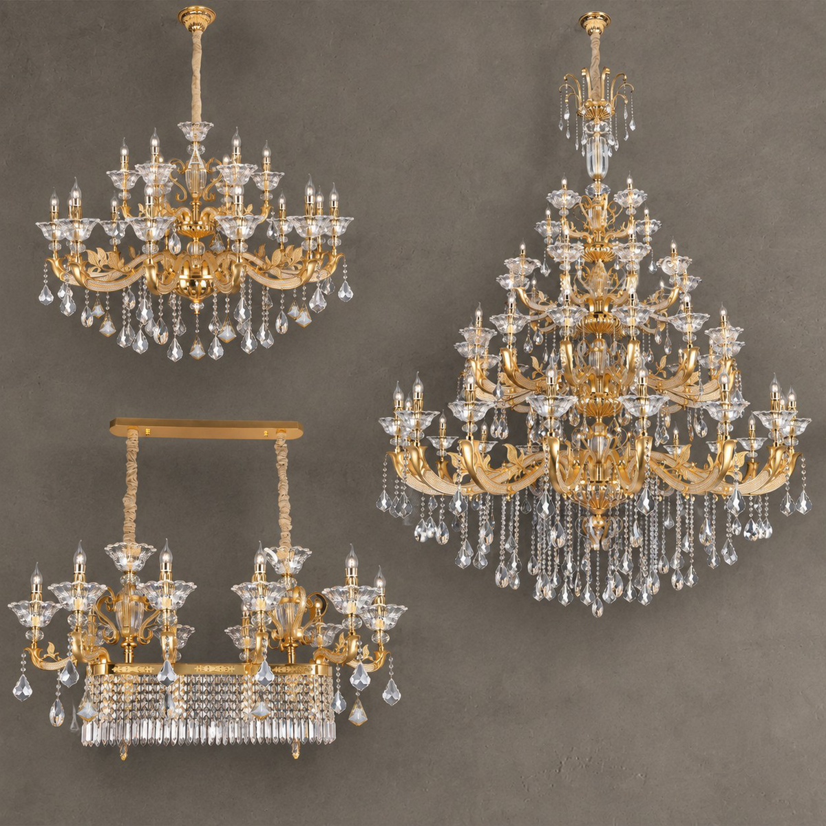 Eternal Baroque Revival Chandelier Series with Diamond-Inspired Crystal-Studded Light Arms