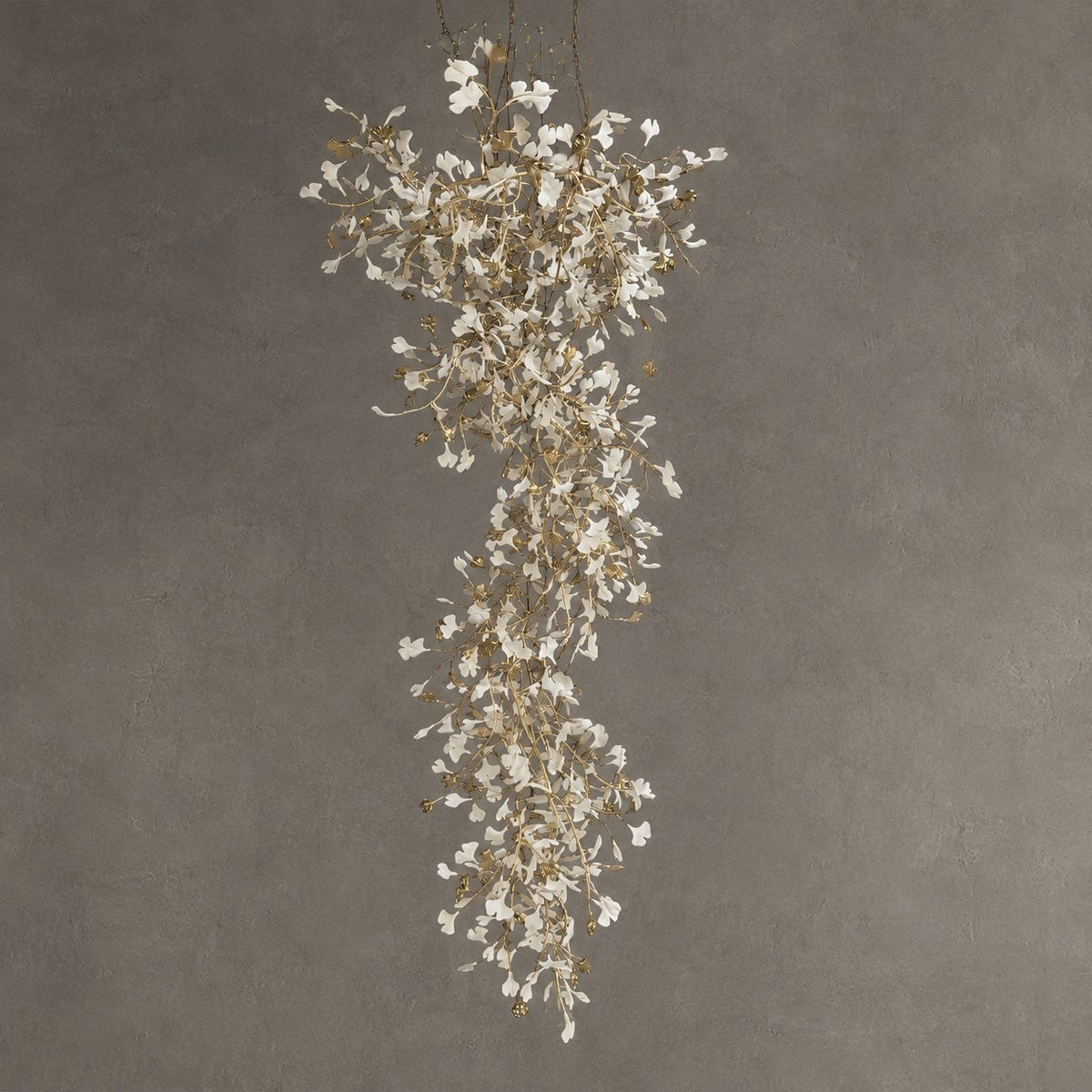 Extra Large Ceramics Ginkgo Leaves Twig Chandelier for High Ceiling Living Room/Hotel Hall