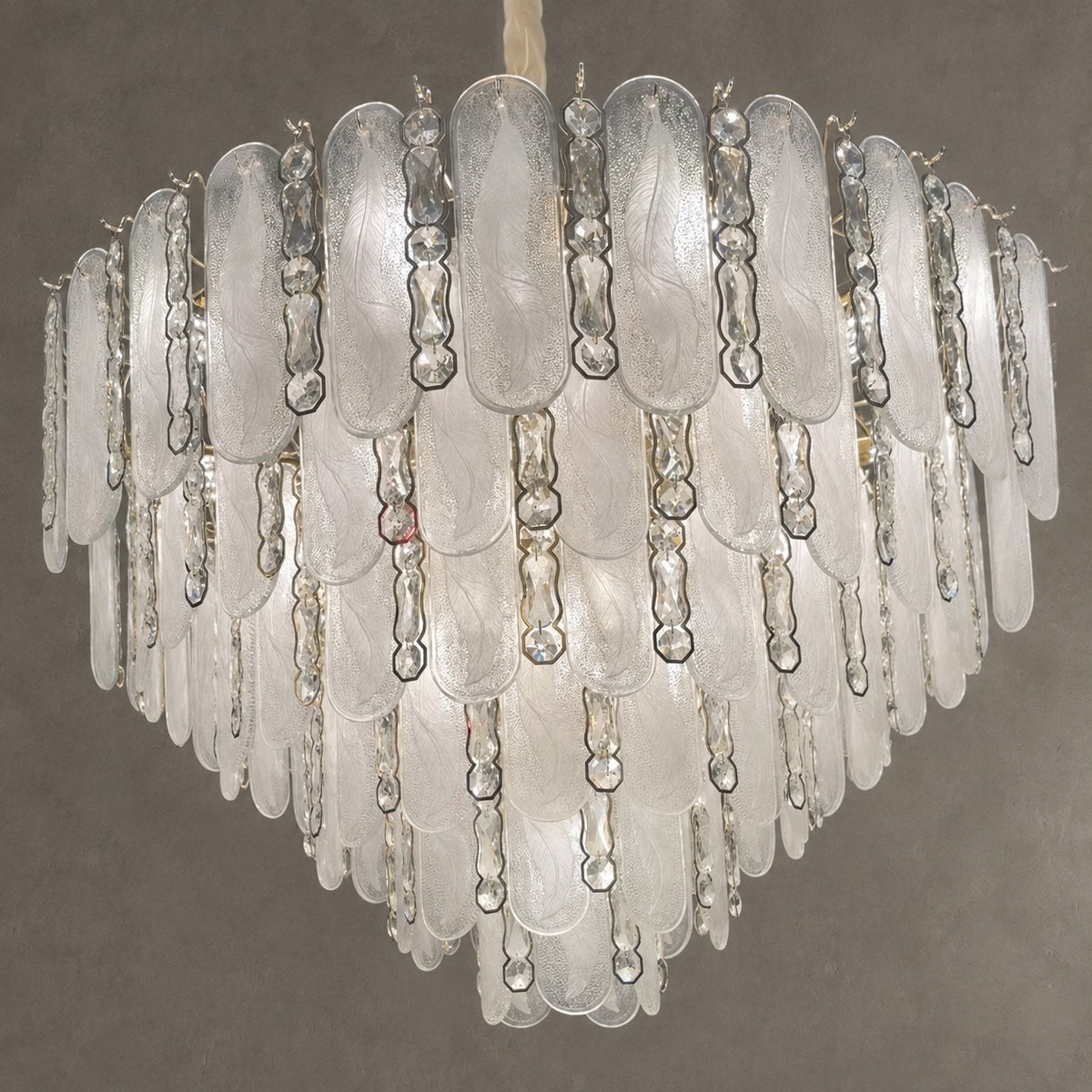 Modern Feather Crystal Chandelier Set in Chrome/Gold Finish for High/Low-ceiling