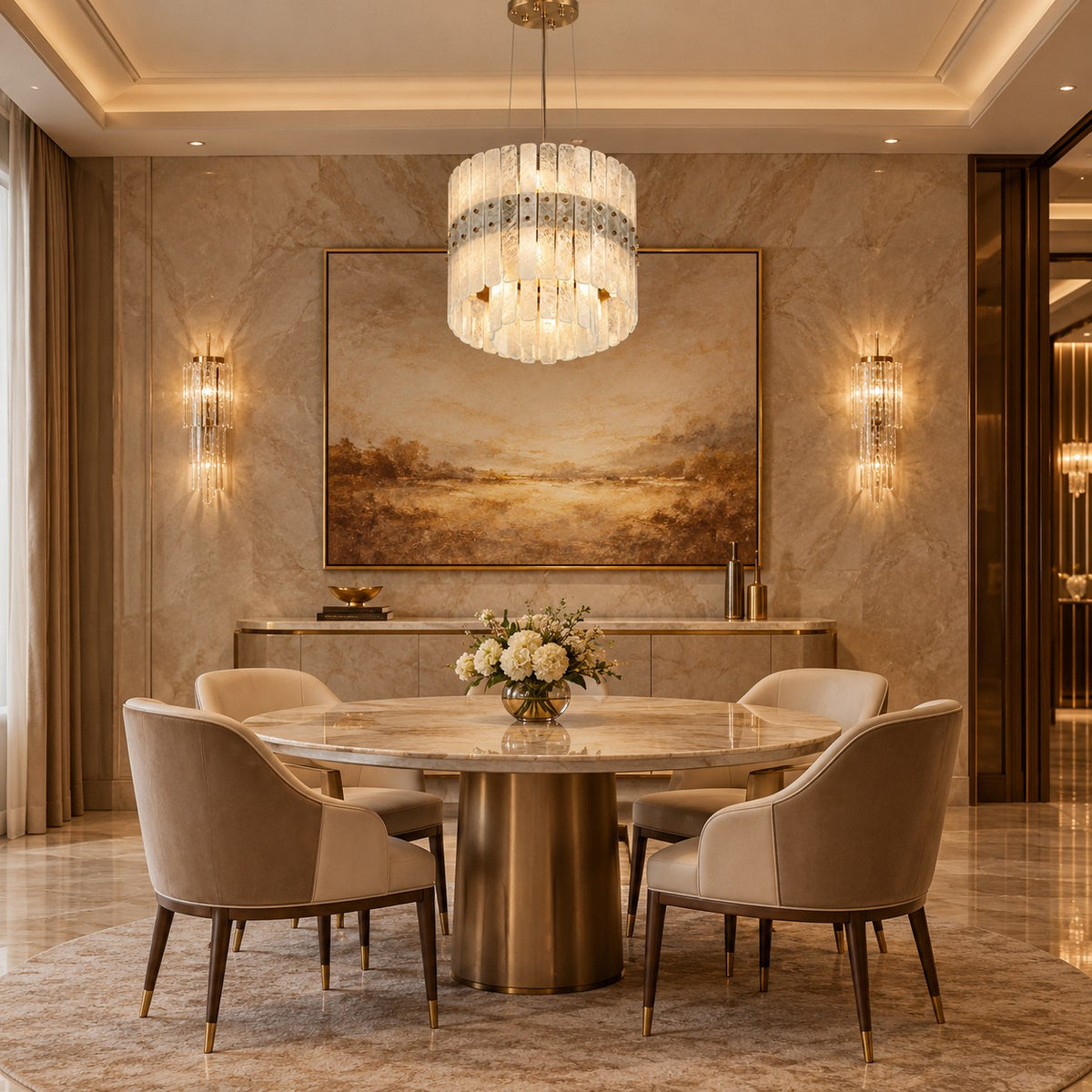 Modern White Crystal Luxury stone Chandelier