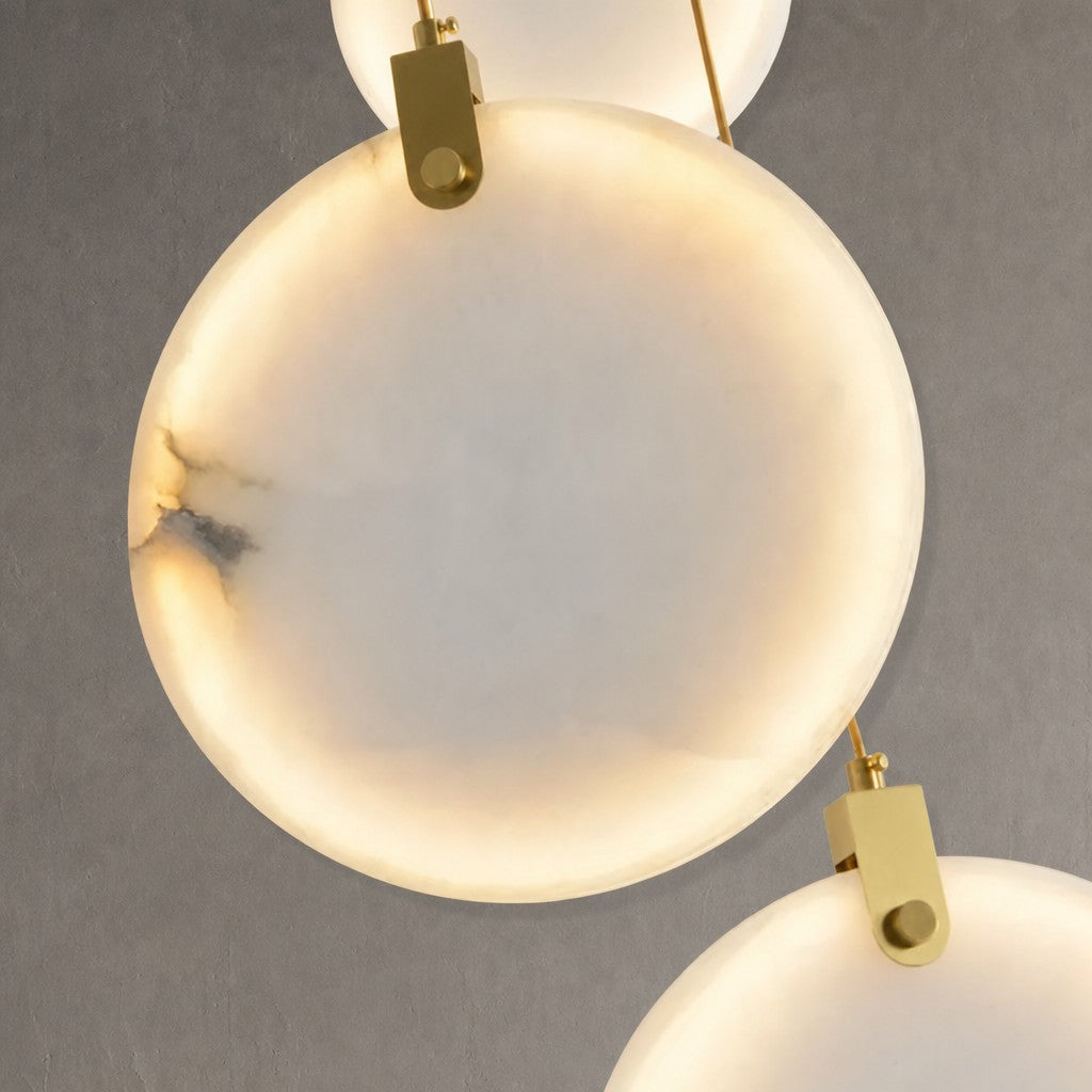 Queenie marble disc Long Round chandelier For Loft