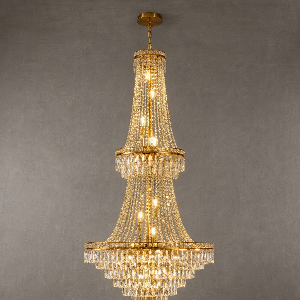 Two-Tier Square Diamond Round Pendant 780 - Gold
