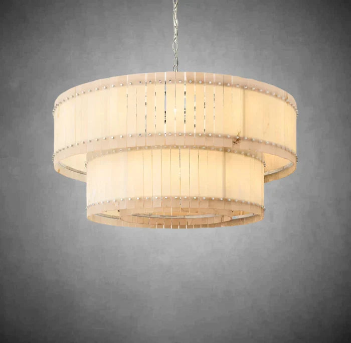 Marcus Alabaster Round Tiered Chandelier