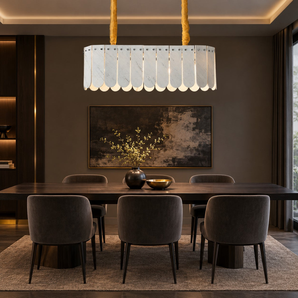 Modern Layered Luxury stone Linear Chandelier