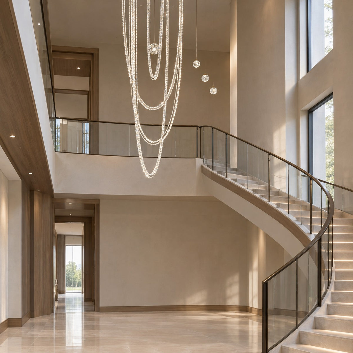 Luxury U-shaped Crystal Chandelier for High Ceilings