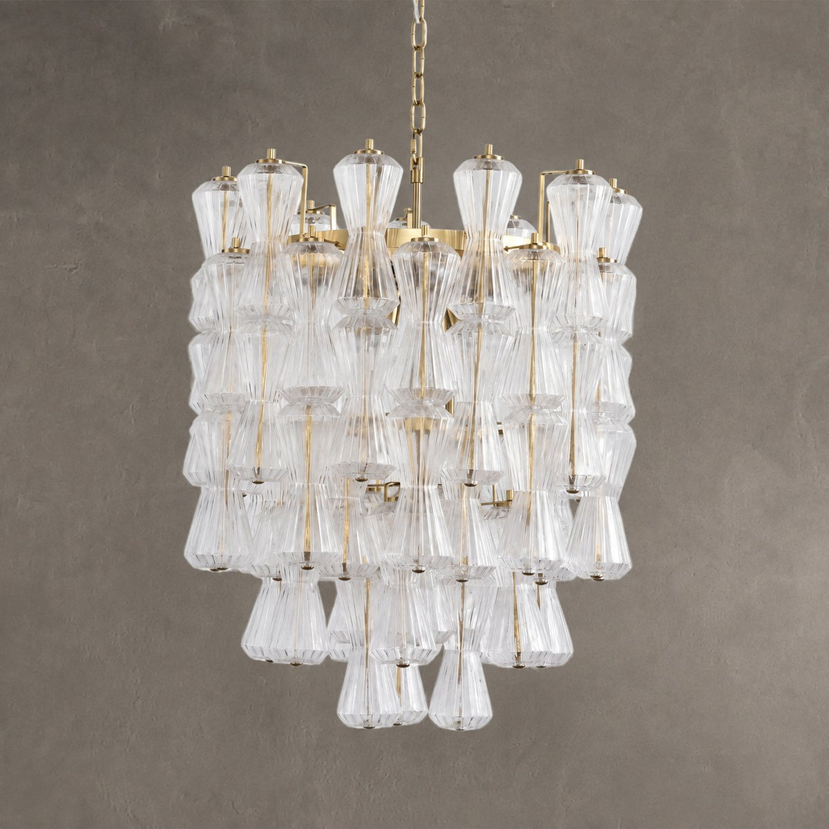 Florenzia Chandelier Ribbed Glass Cascade Gold