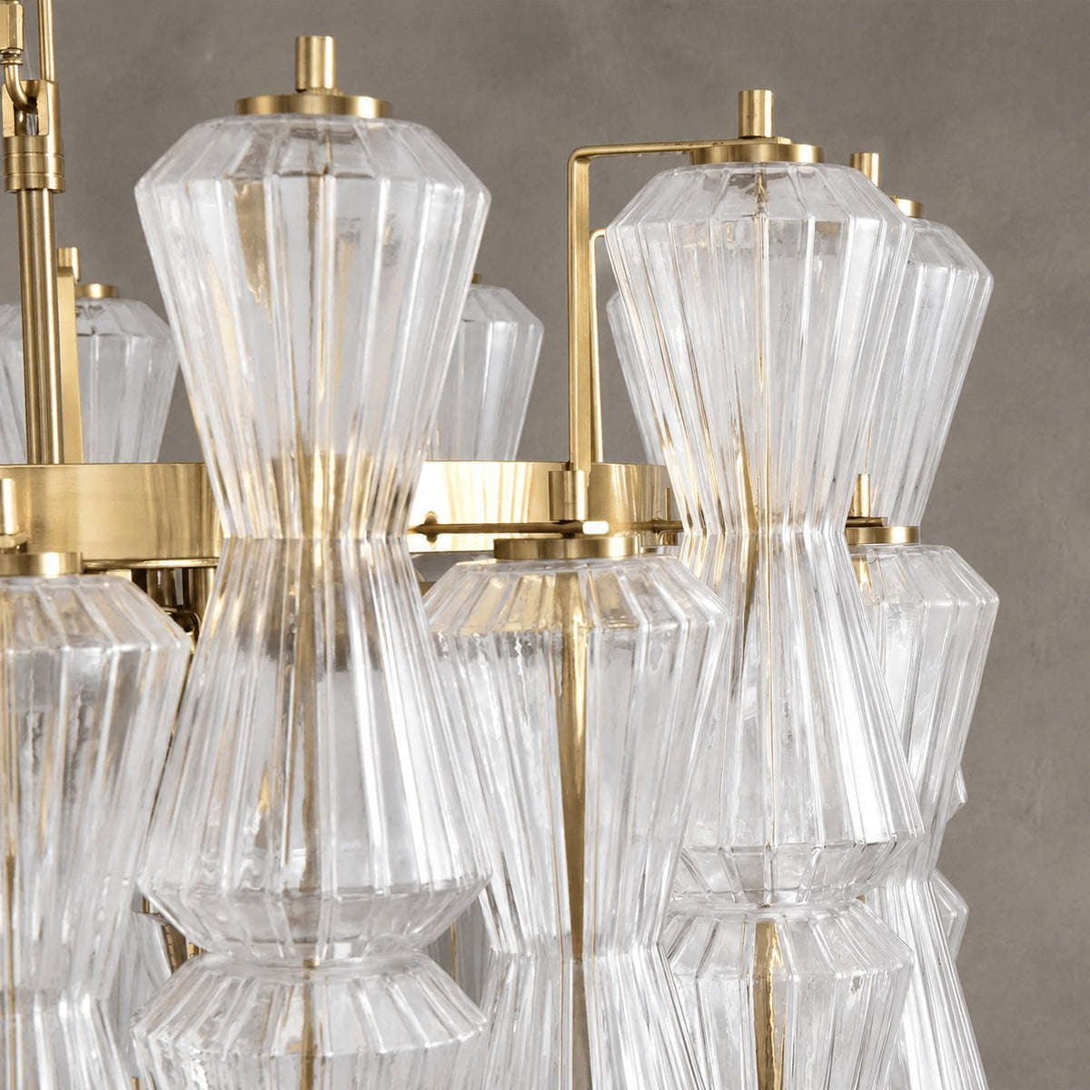 Florenzia Chandelier Ribbed Glass Cascade Gold
