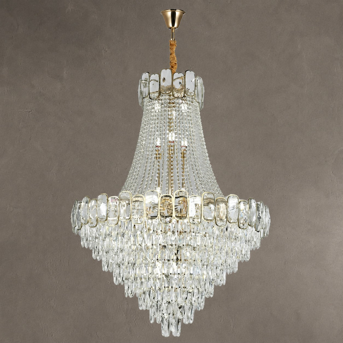 Foyer Staircase Chandelier Luxury K9 Crystal Ceiling Light For Living Room / Hallway