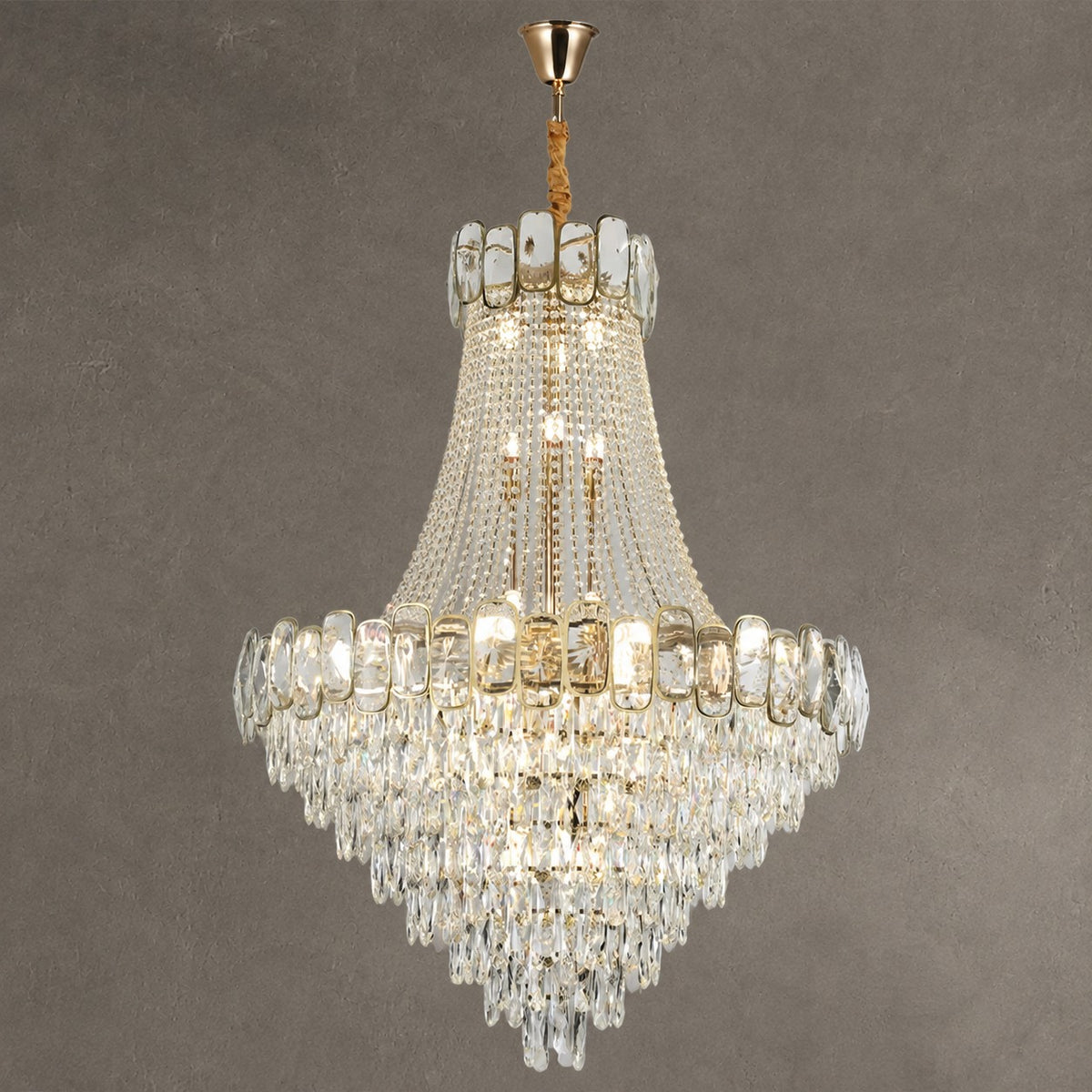 Foyer Staircase Chandelier Luxury K9 Crystal Ceiling Light For Living Room / Hallway