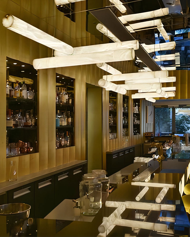Minimalist Long Cord Ceiling Pendant Alabaster Lighting