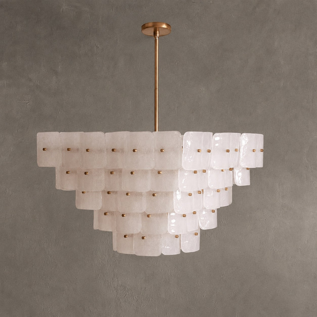 Chandelier Francis Bubbled Glass Tiered Brass