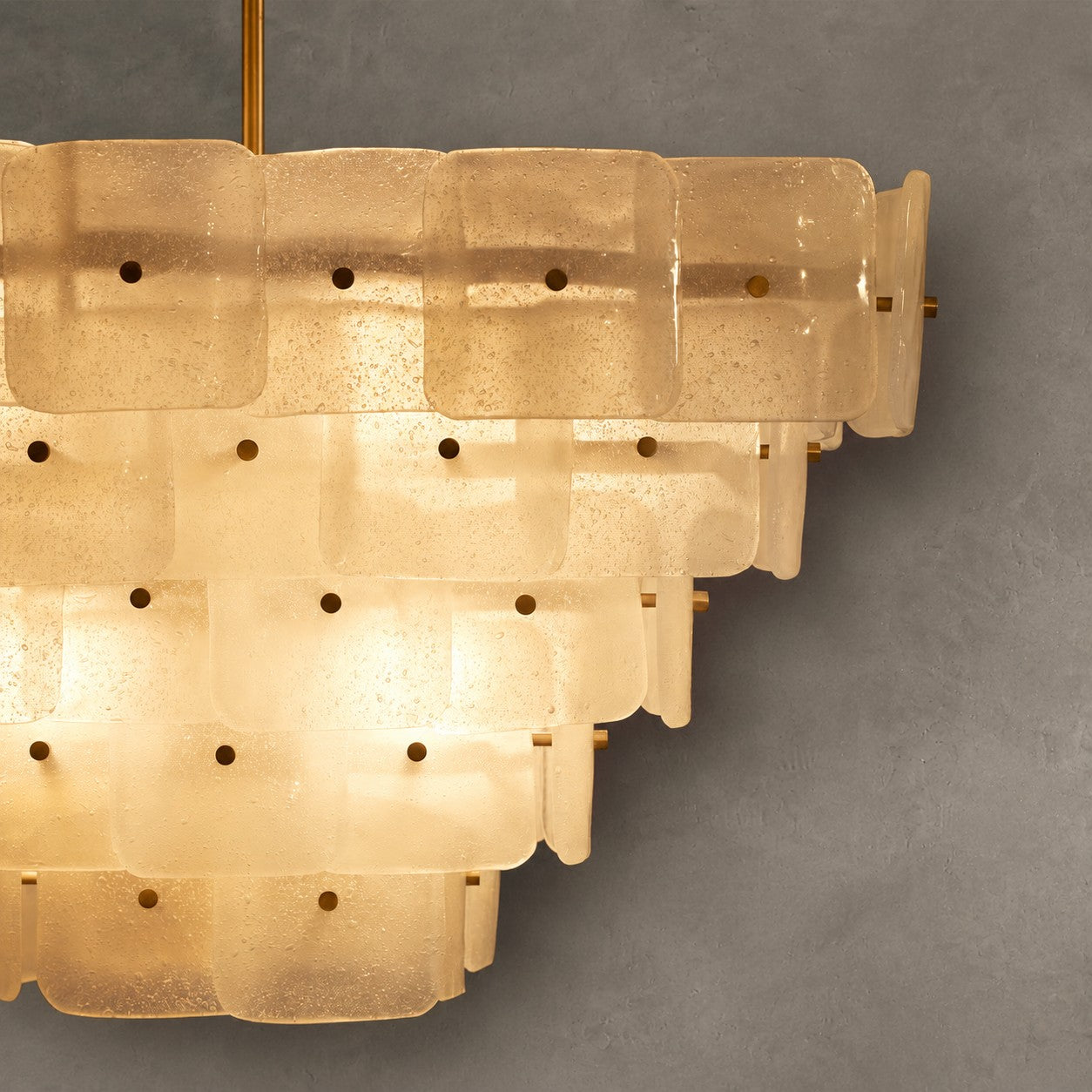 Chandelier Francis Bubbled Glass Tiered Brass