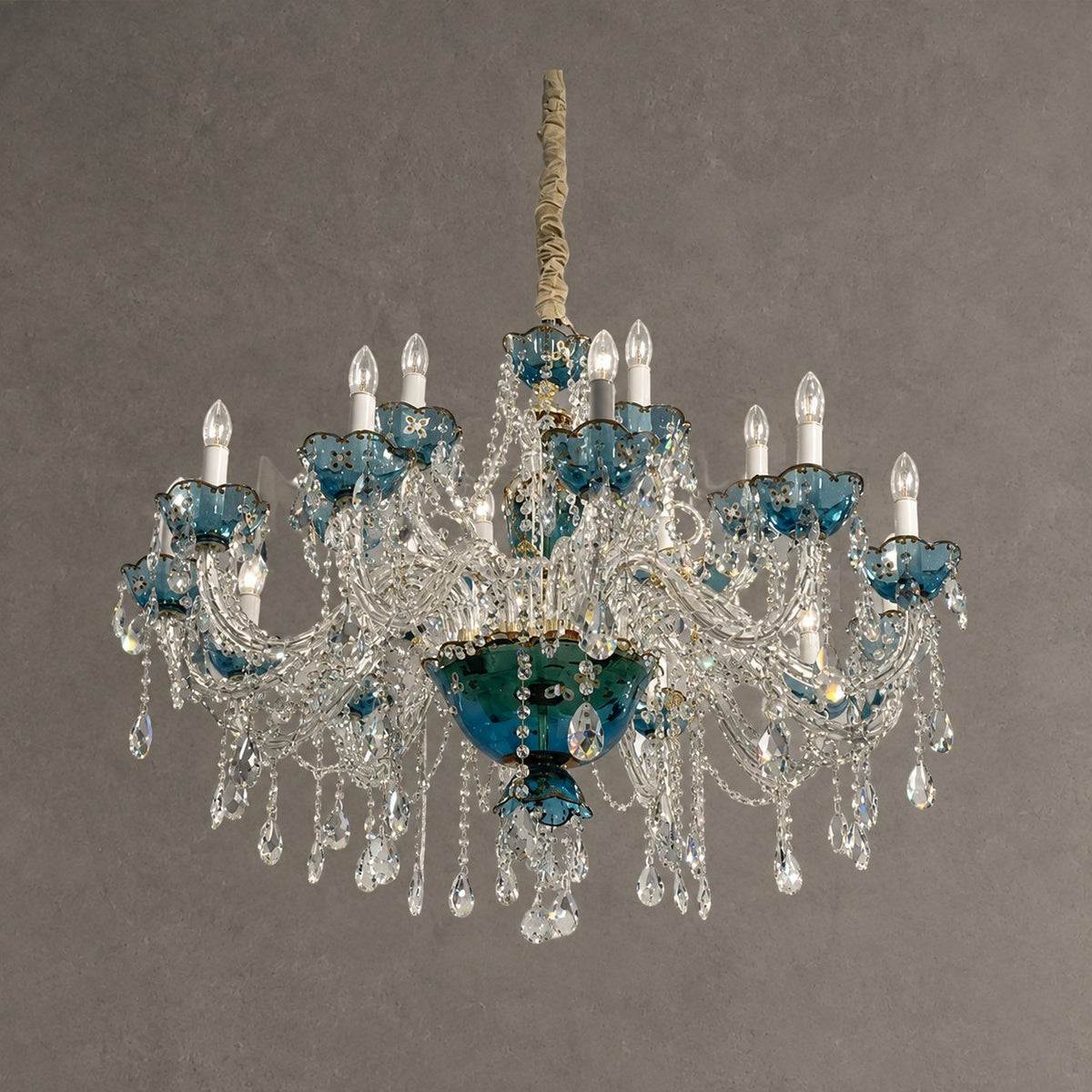 French Romantic Blue Crystal Designer Chandelier for Bedroom/Living Room/Dining Room