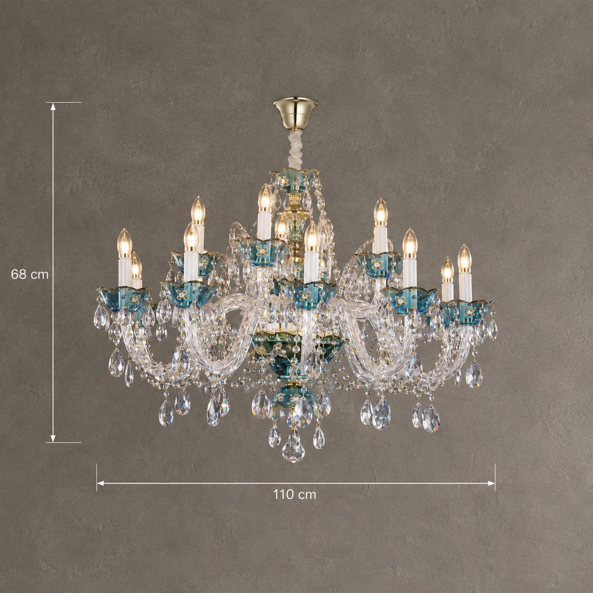 French Romantic Blue Crystal Designer Chandelier for Bedroom/Living Room/Dining Room