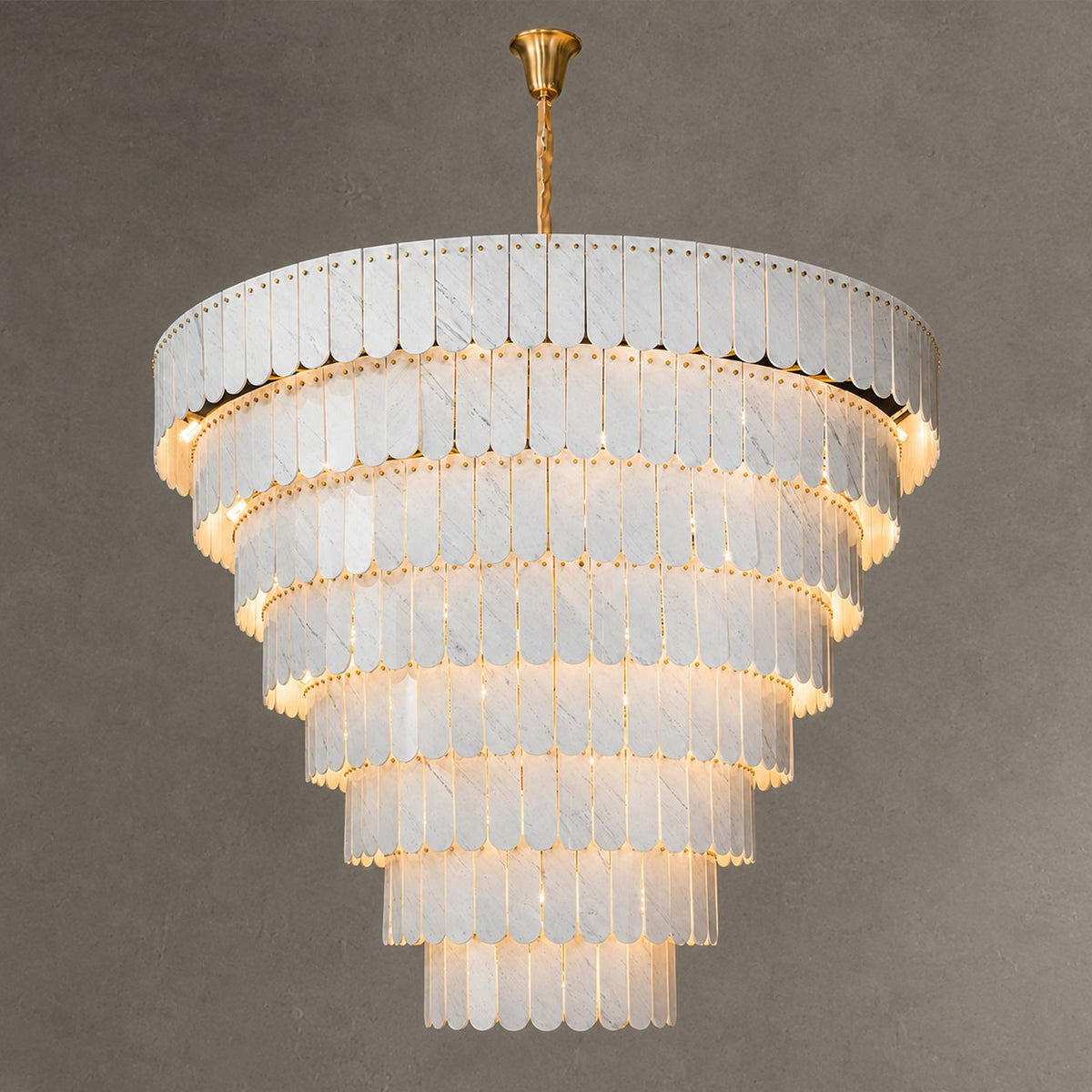 Grand Nine-Tier Yugoslav White Luxury stone Chandelier