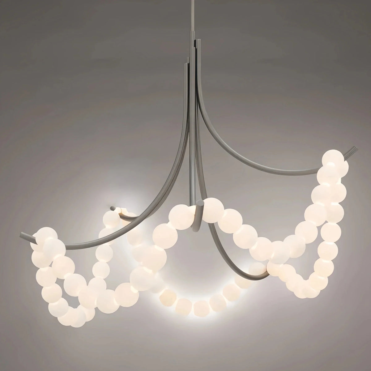 Grid Master Alabaster Chandelier - Antique NickelBlushlighting