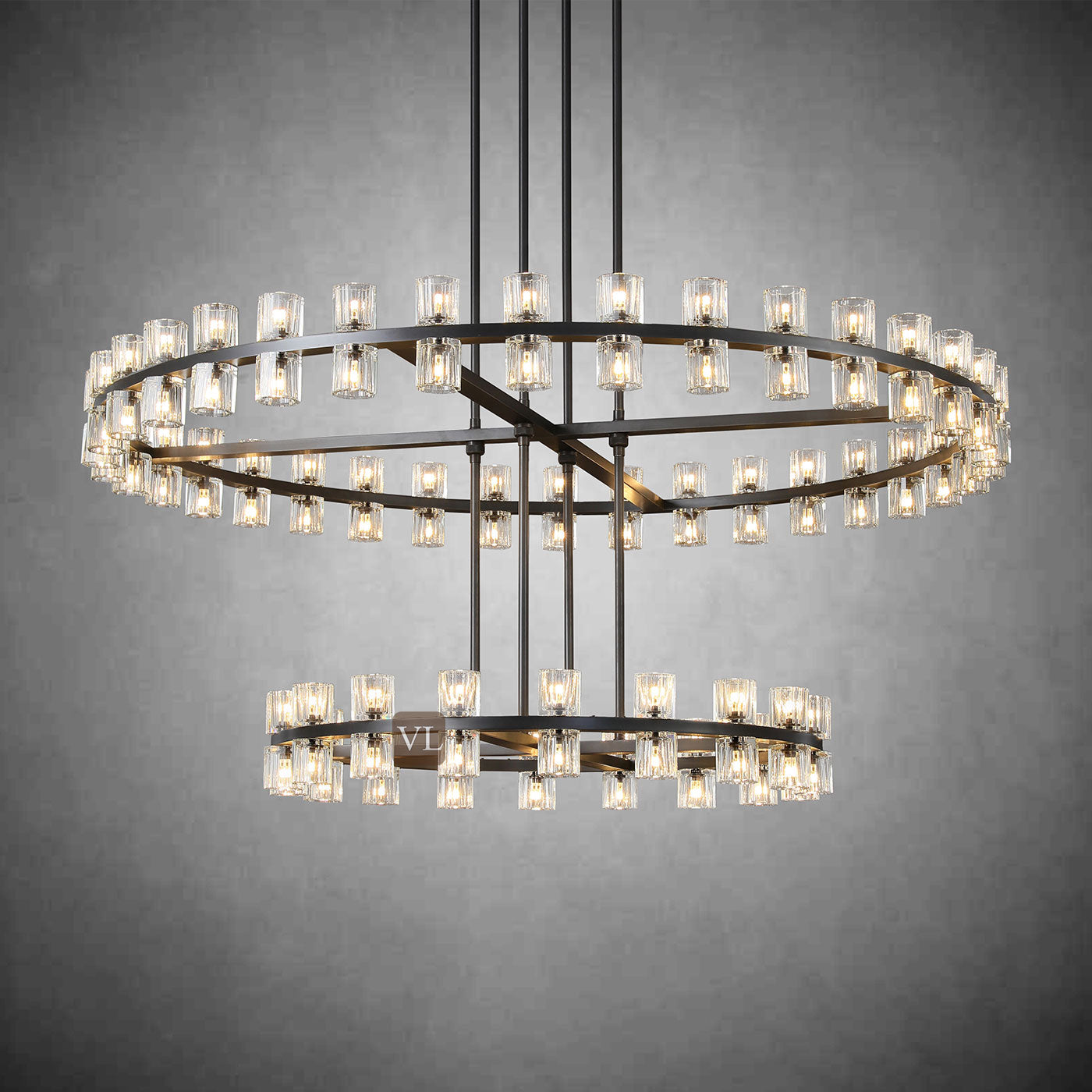 Auraline Crystal 2-Tier Round Chandelier 60"
