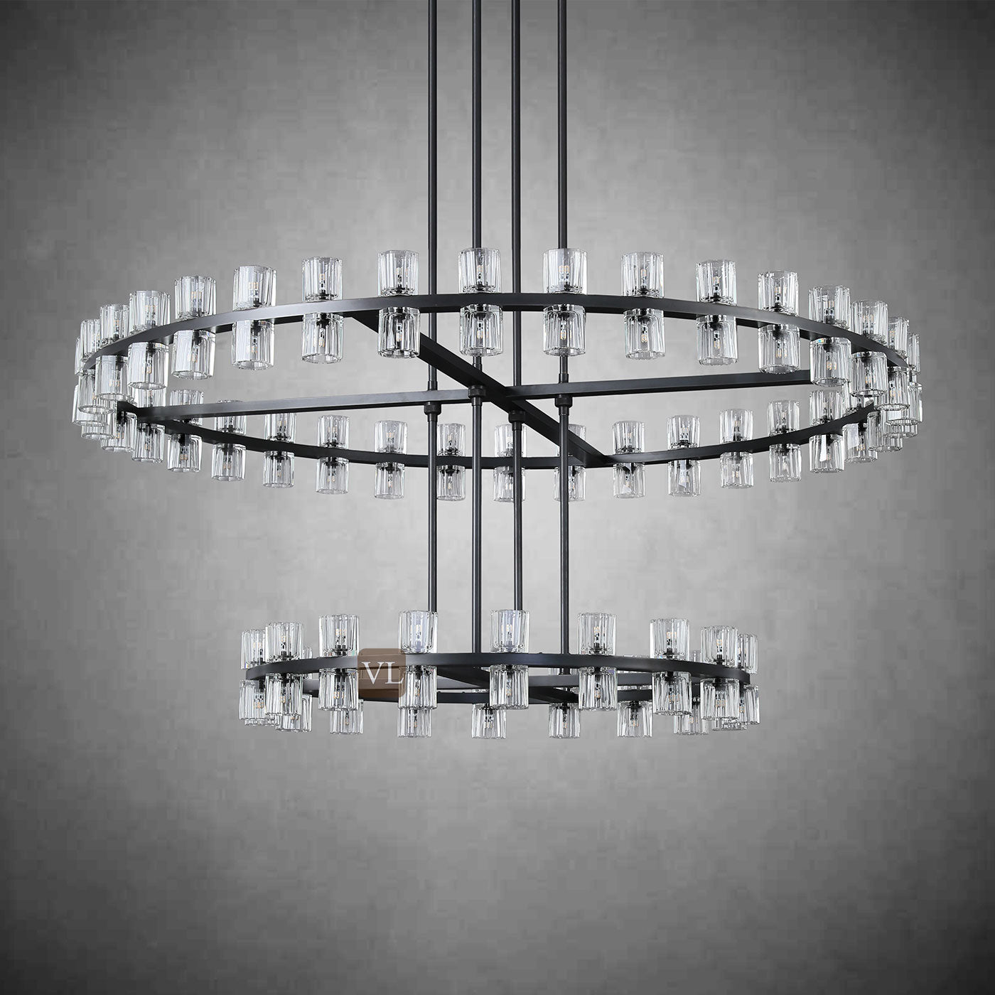 Avelon Crystal 2-Tier Round Chandelier 60"