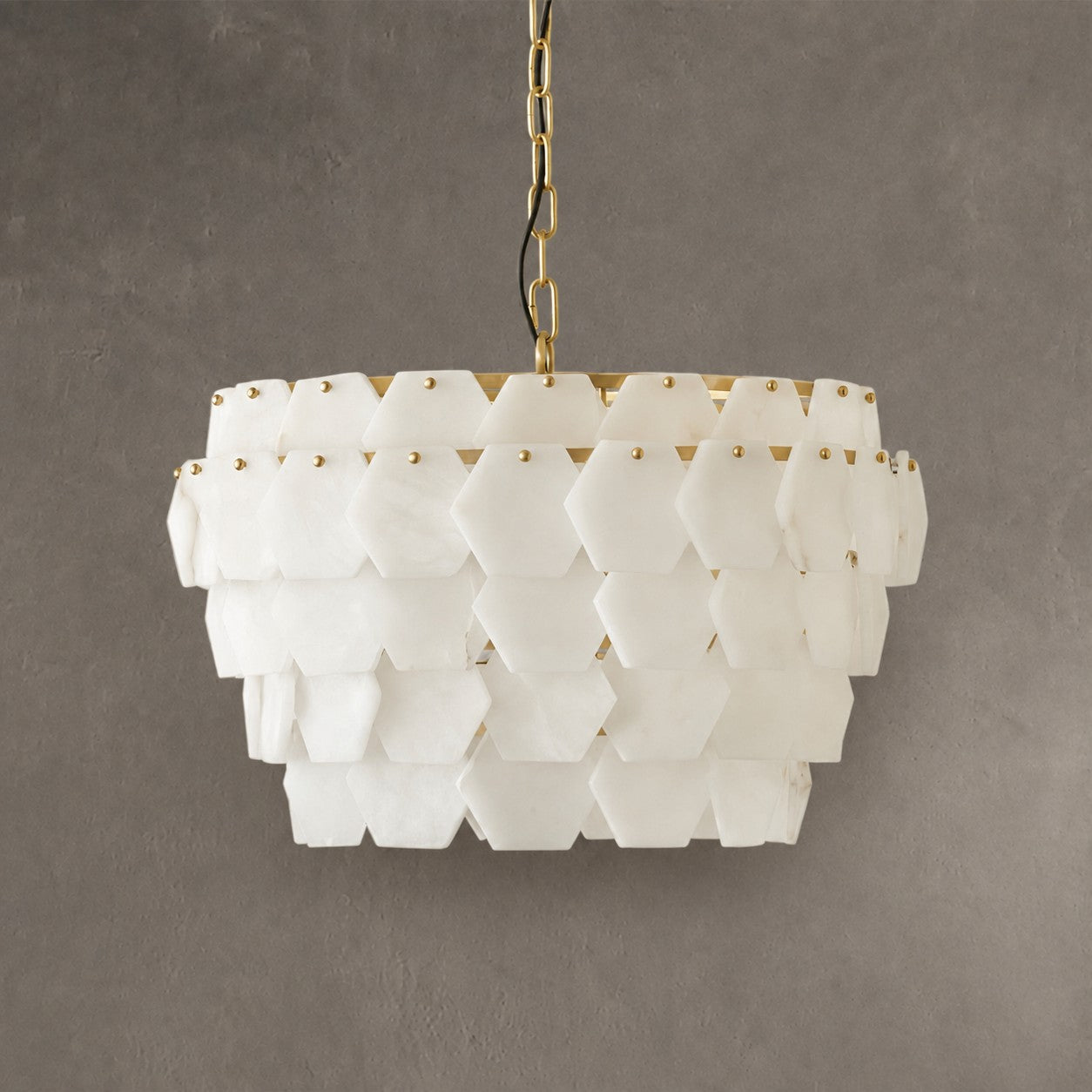 Pendant Light Hexa Cloud Alabaster Hexagonal Brass
