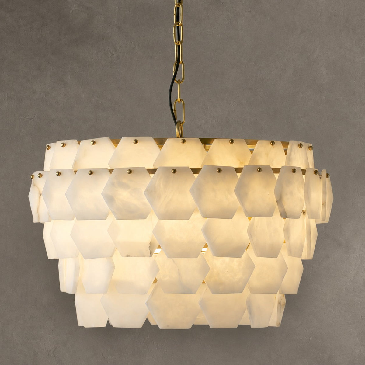 Pendant Light Hexa Cloud Alabaster Hexagonal Brass