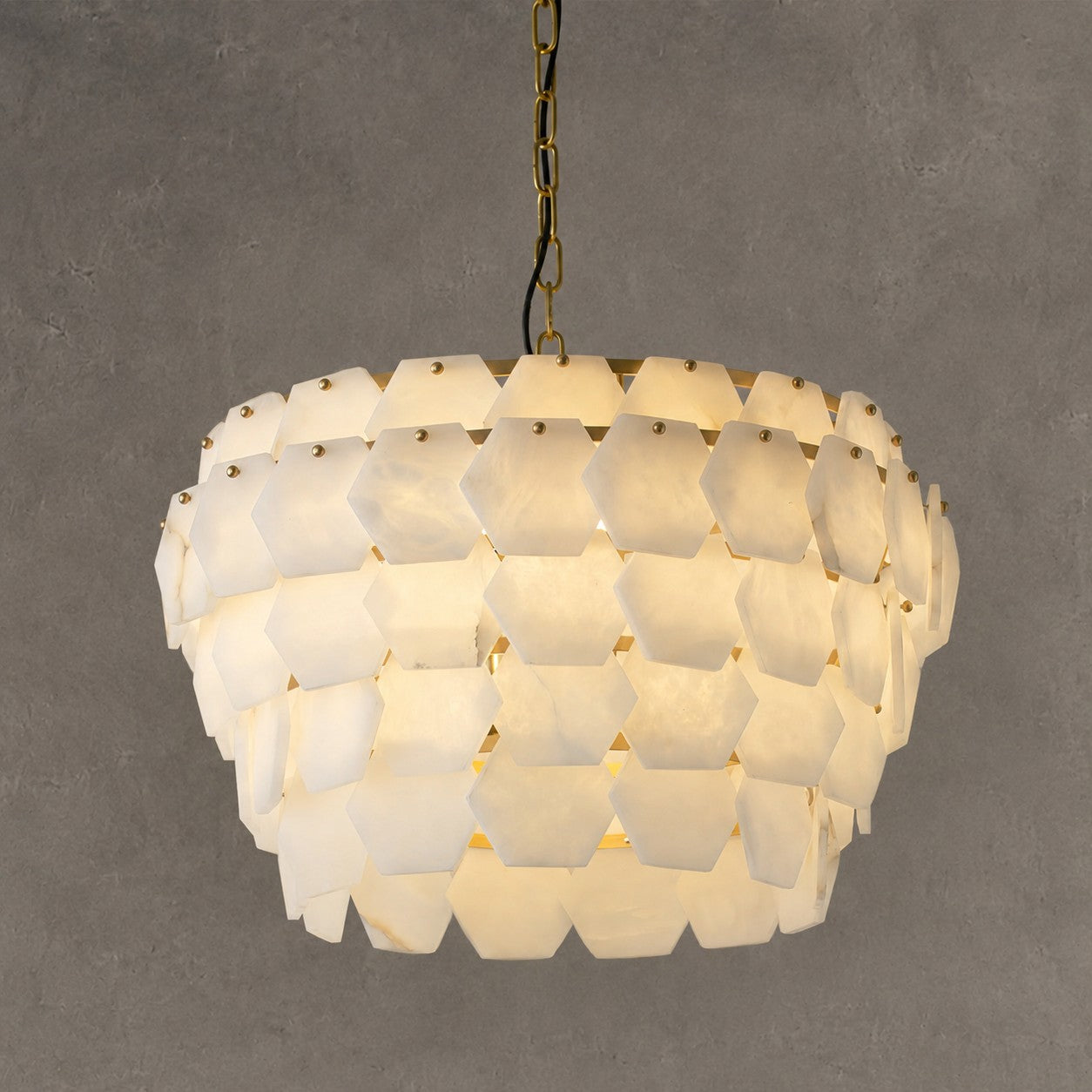 Pendant Light Hexa Cloud Alabaster Hexagonal Brass