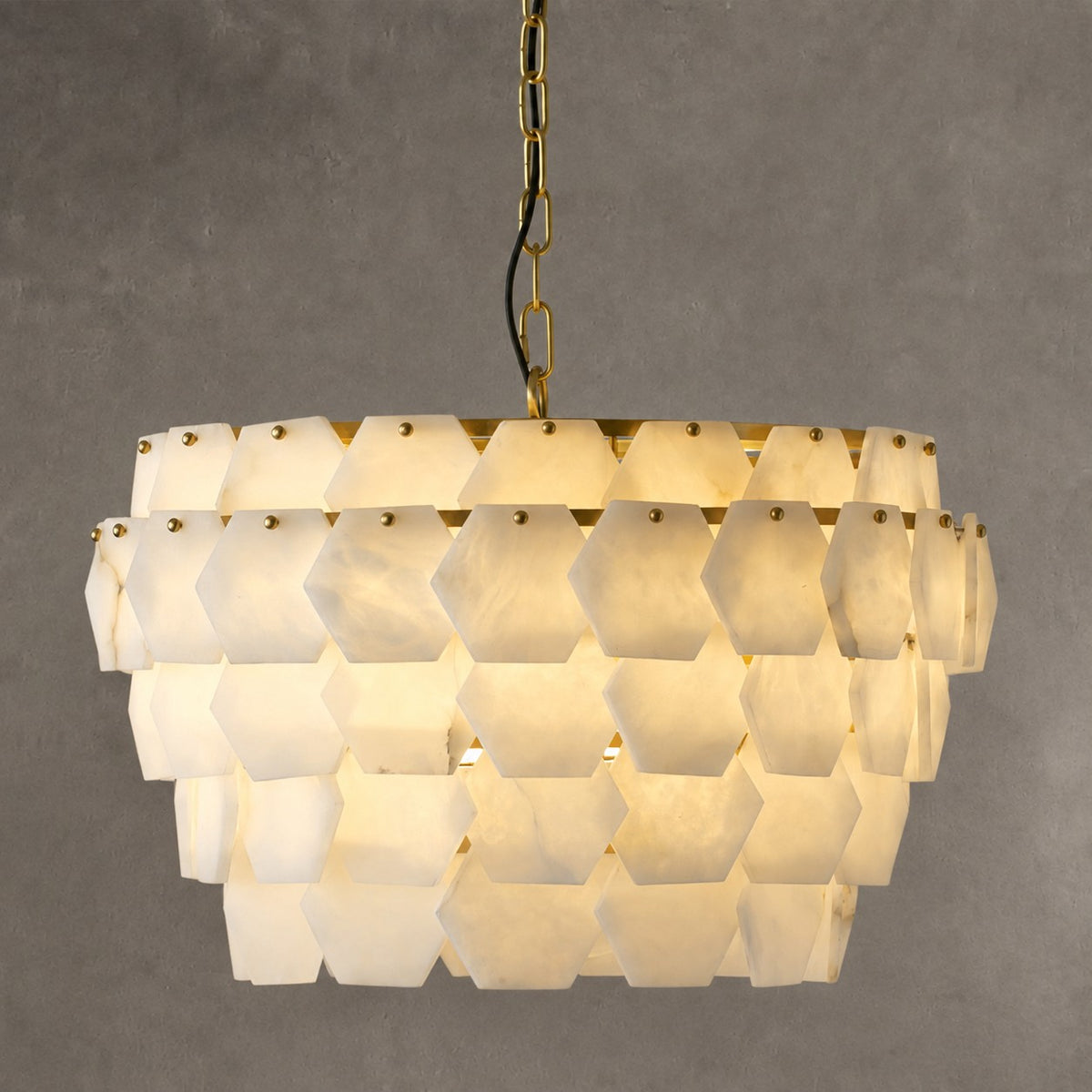 Pendant Light Hexa Cloud Alabaster Hexagonal Brass