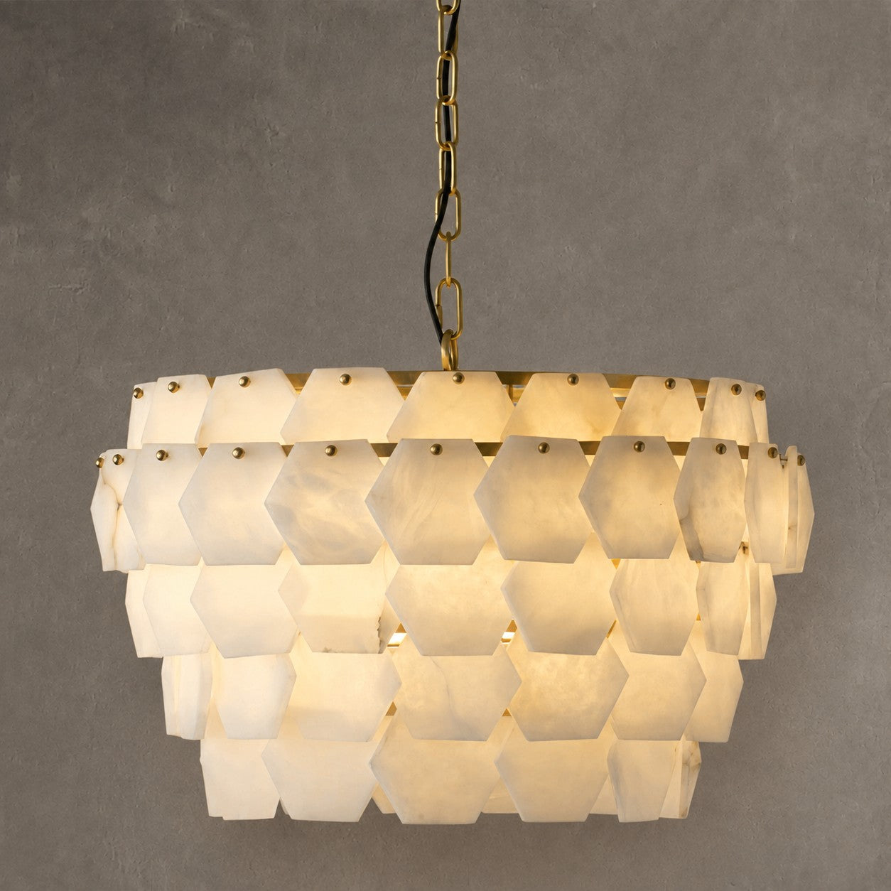 Pendant Light Hexa Cloud Alabaster Hexagonal Brass