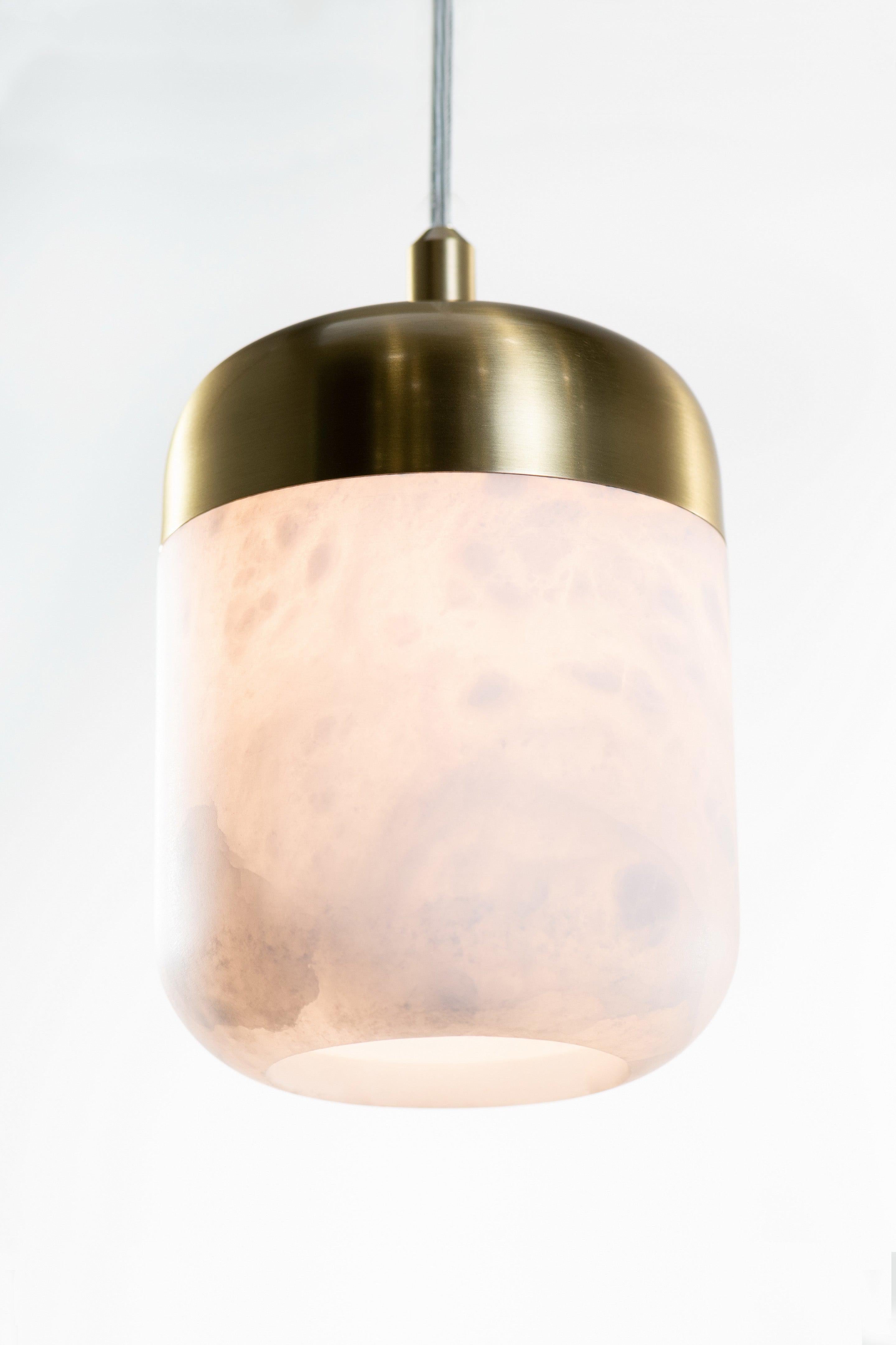 Elegant Jeremy Alabaster Pendant Light with Satin Brass Finish