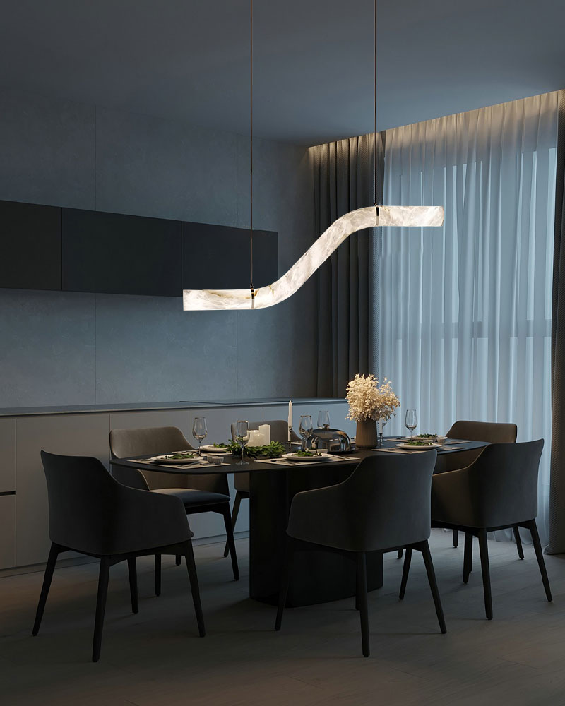 Minimalist Long Cord Ceiling Pendant Alabaster Lighting