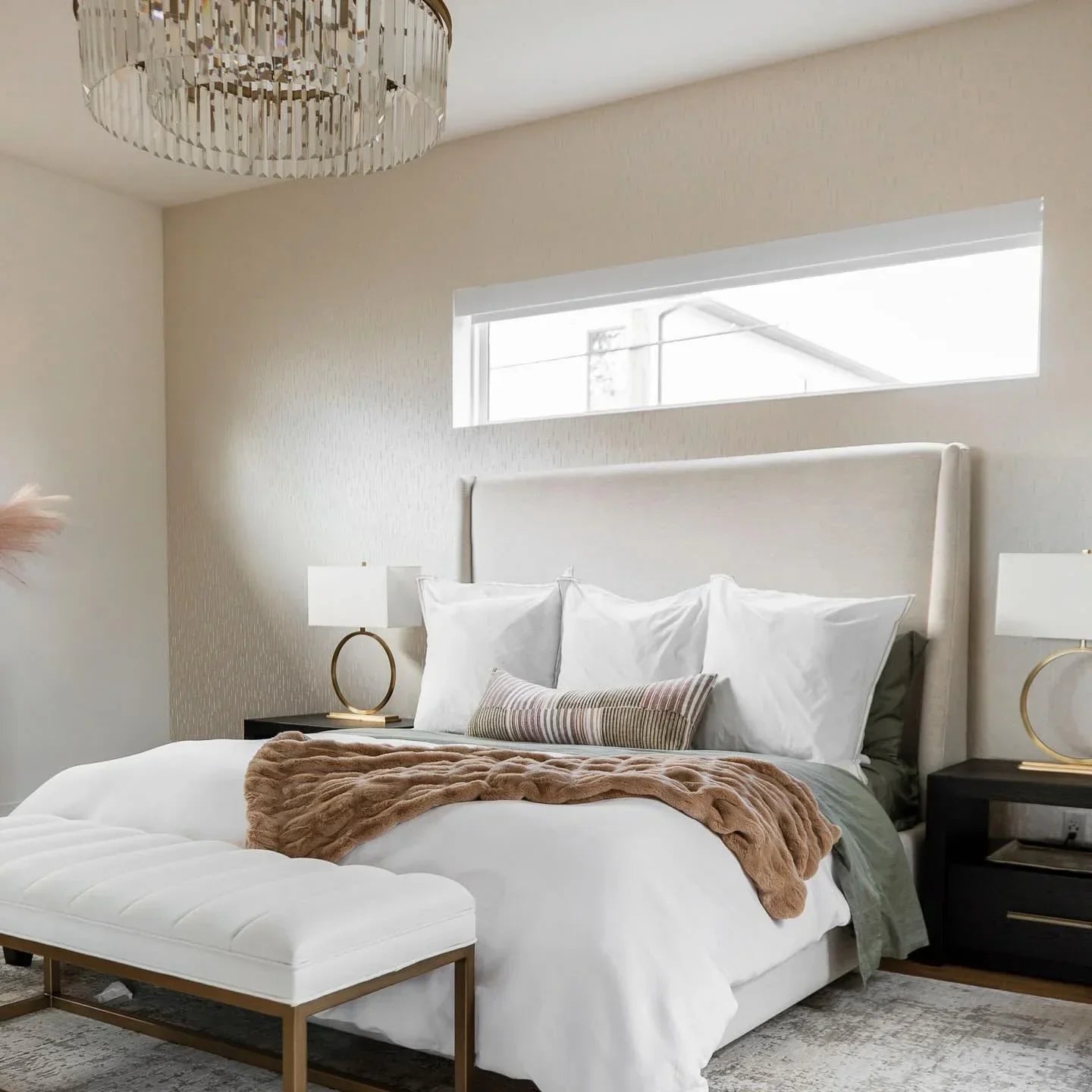 Leyland Crystal Round Chandelier – Brass or Bronze Finish, 33" Diameter