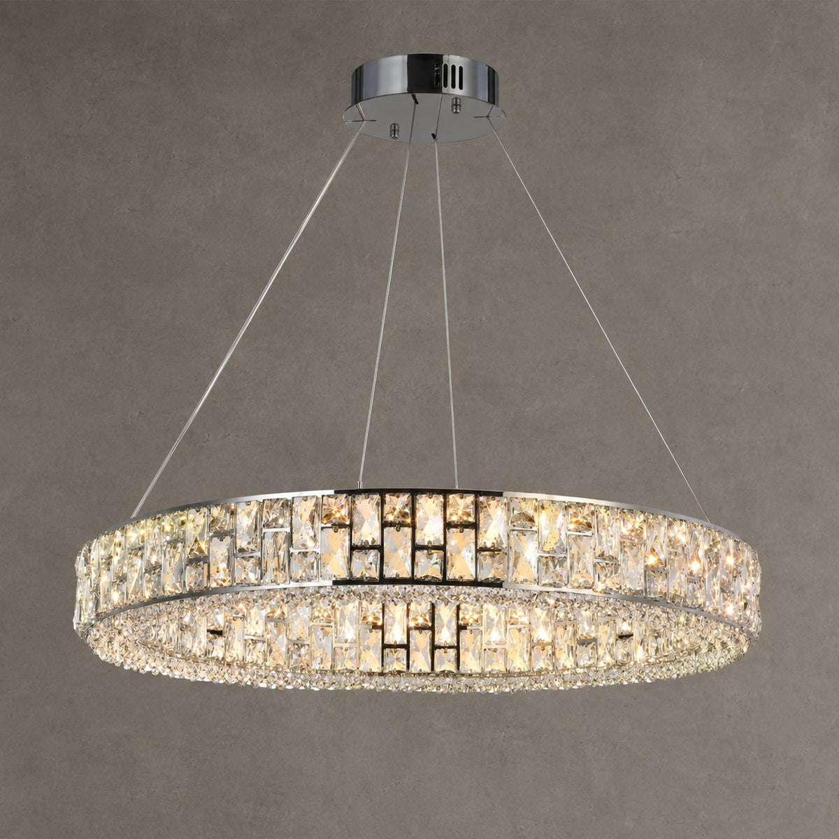 Light Luxury Round/Oval Spliced Crystal Chandelier for Living/Dining Room/Kitchen Island