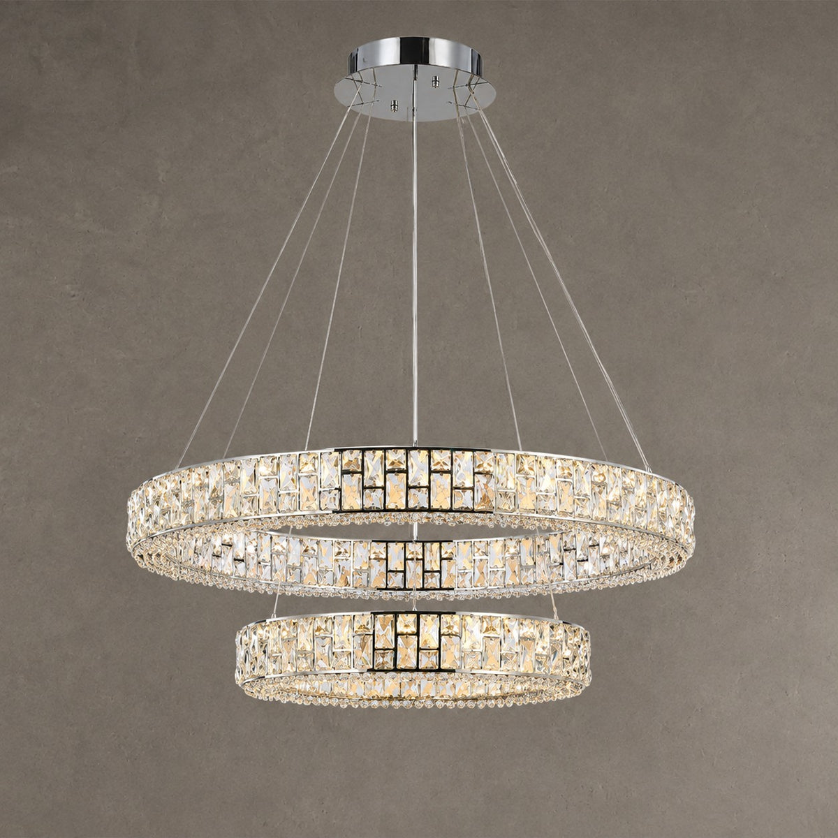 Light Luxury Round/Oval Spliced Crystal Chandelier for Living/Dining Room/Kitchen Island