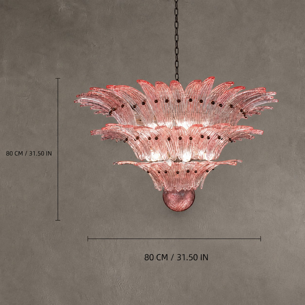 Chandelier Sculptural Floral Glass Style Floralys