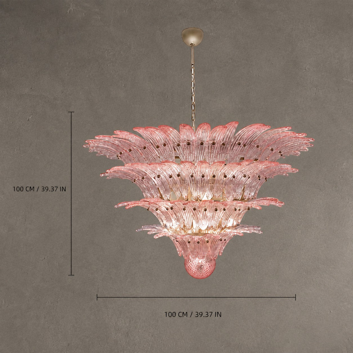 Chandelier Sculptural Floral Glass Style Floralys