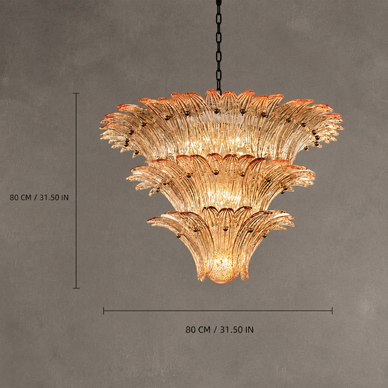 Chandelier Sculptural Floral Glass Style Floralys