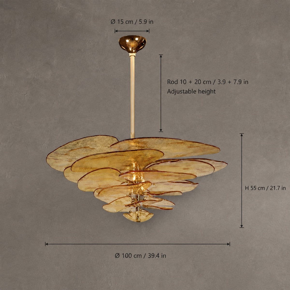 Petal Cascade Living Room & Dining Room Chandelier Artisan Murano Style