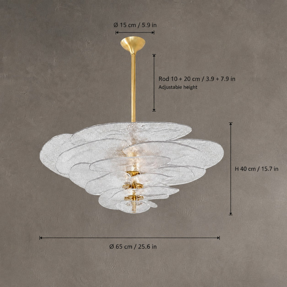 Petal Cascade Living Room & Dining Room Chandelier Artisan Murano Style