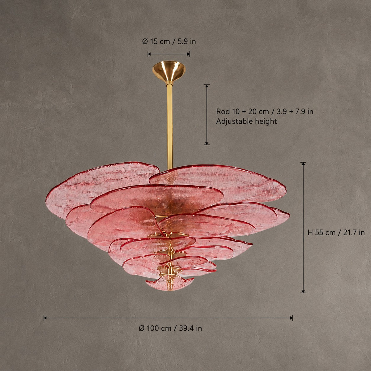 Petal Cascade Living Room & Dining Room Chandelier Artisan Murano Style