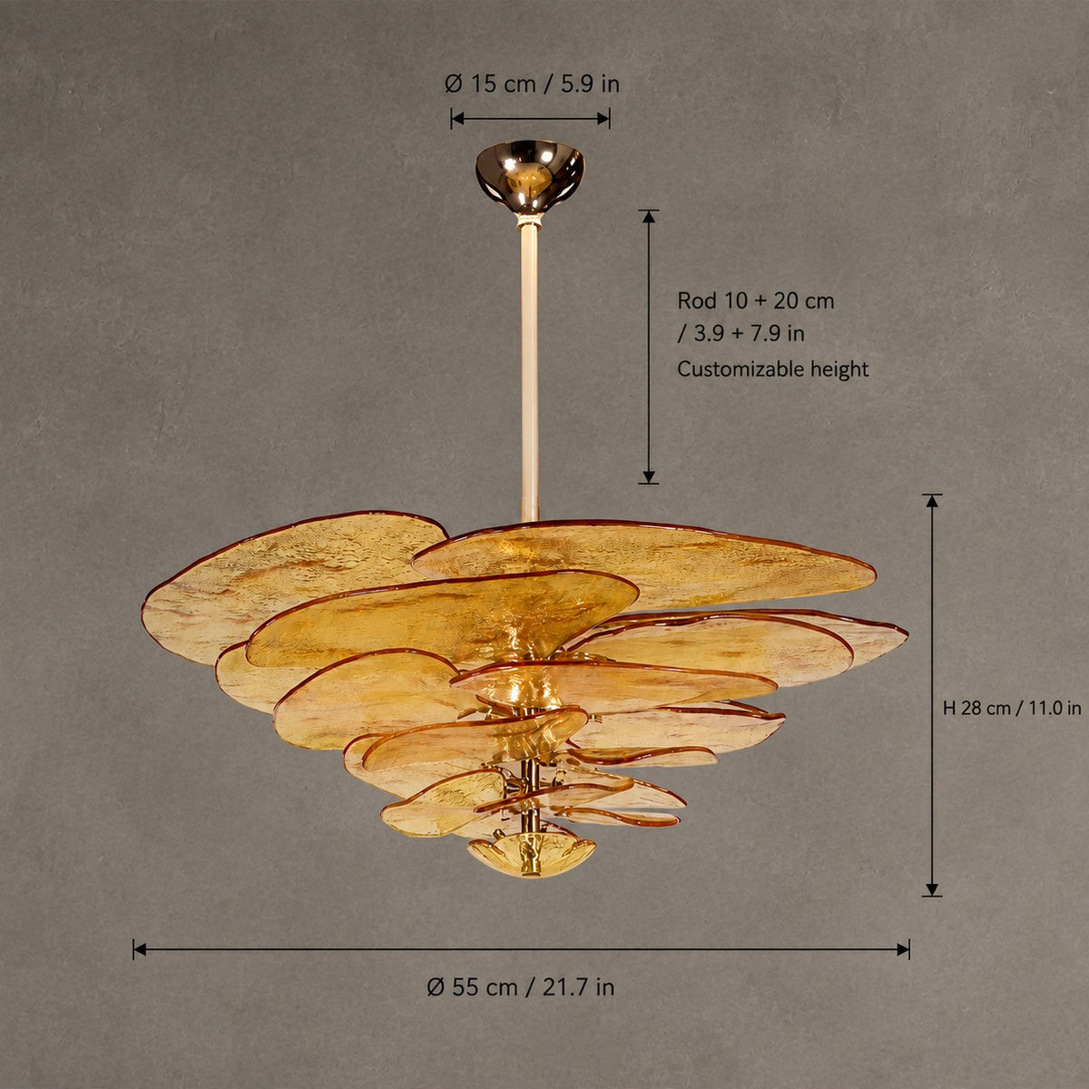 Petal Cascade Living Room & Dining Room Chandelier Artisan Murano Style