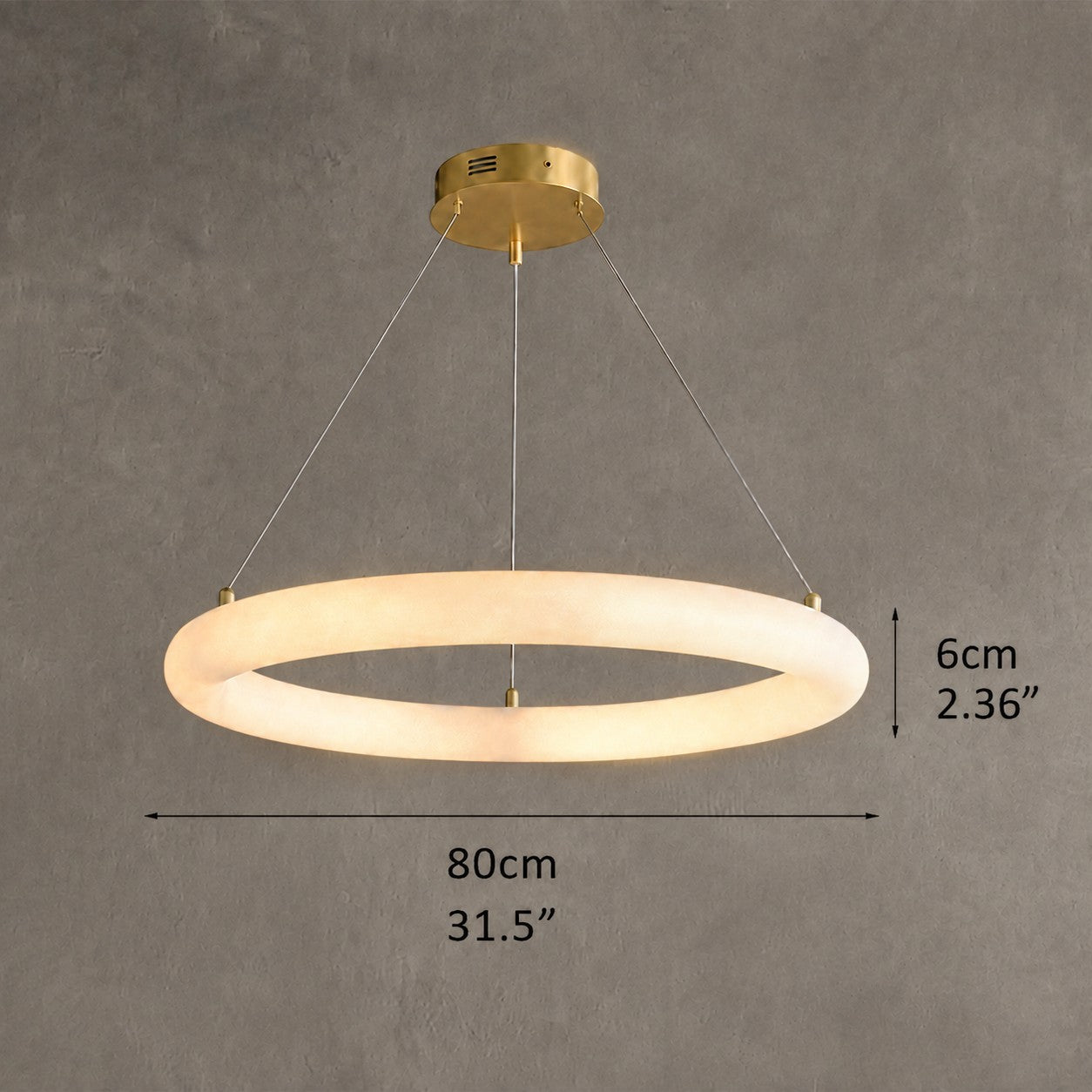 Orbisara Living Room Ring Pendant Spanish Alabaster Minimalist